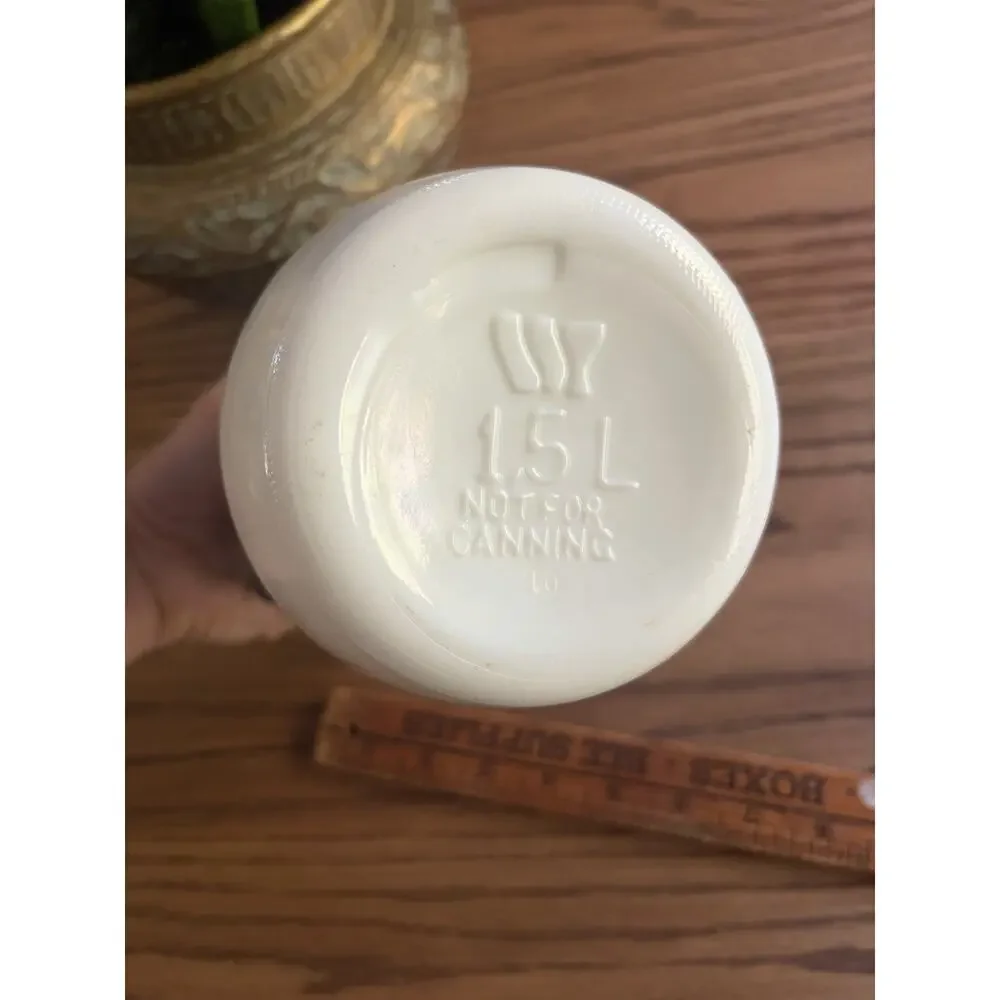 Vintage Midcentury Wheaton Milk Glass Sugar Canister 8.5” Jar Glass Sugar Jar
